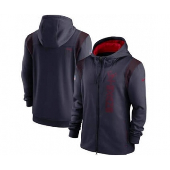 Men's Houston Texans 2021 Navy Sideline Team Performance Full-Zip Hoodie