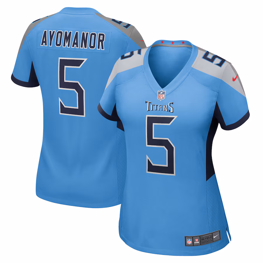 Women's Tennessee Titans Elic Ayomanor Nike Light Blue Team Game Jersey