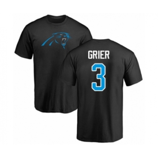 Football Carolina Panthers #3 Will Grier Black Name & Number Logo T-Shirt