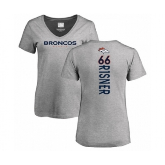 Football Women's Denver Broncos #66 Dalton Risner Ash Backer V-Neck T-Shirt