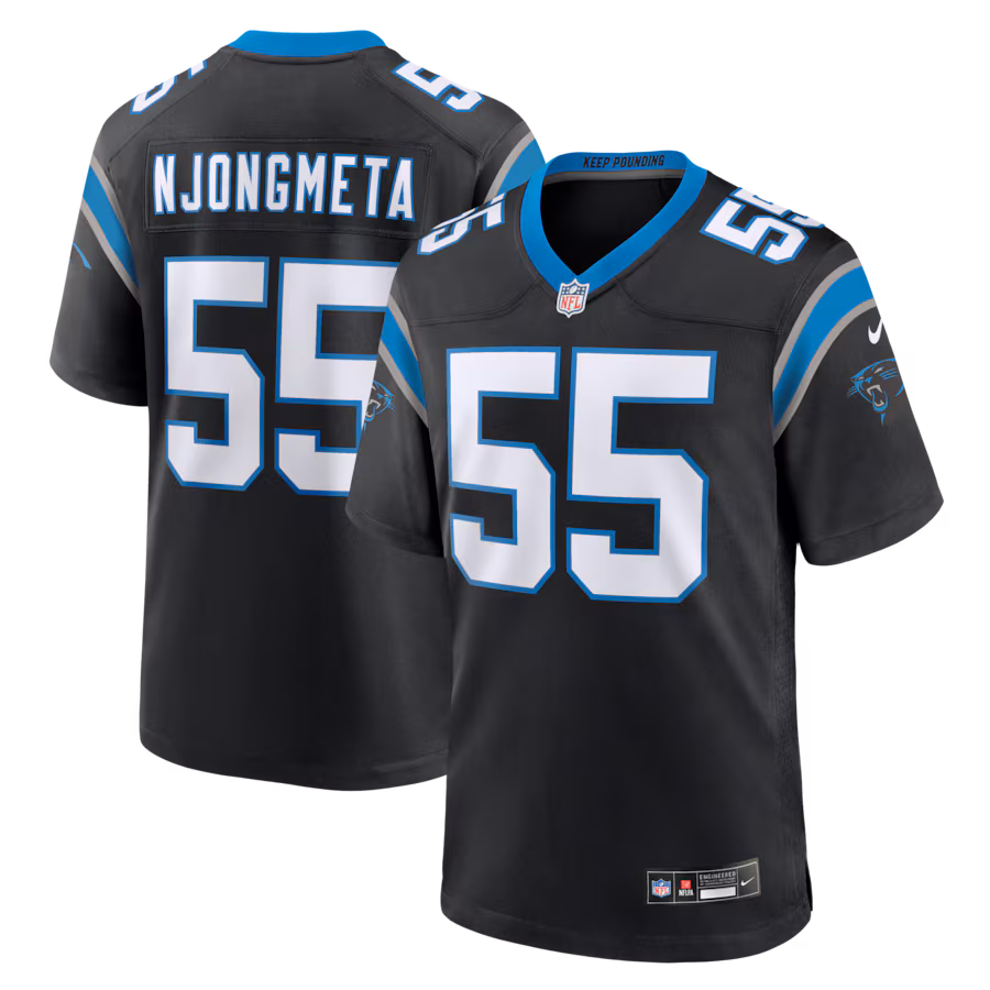 Men's Carolina Panthers Maema Njongmeta Nike Black Team Game Jersey