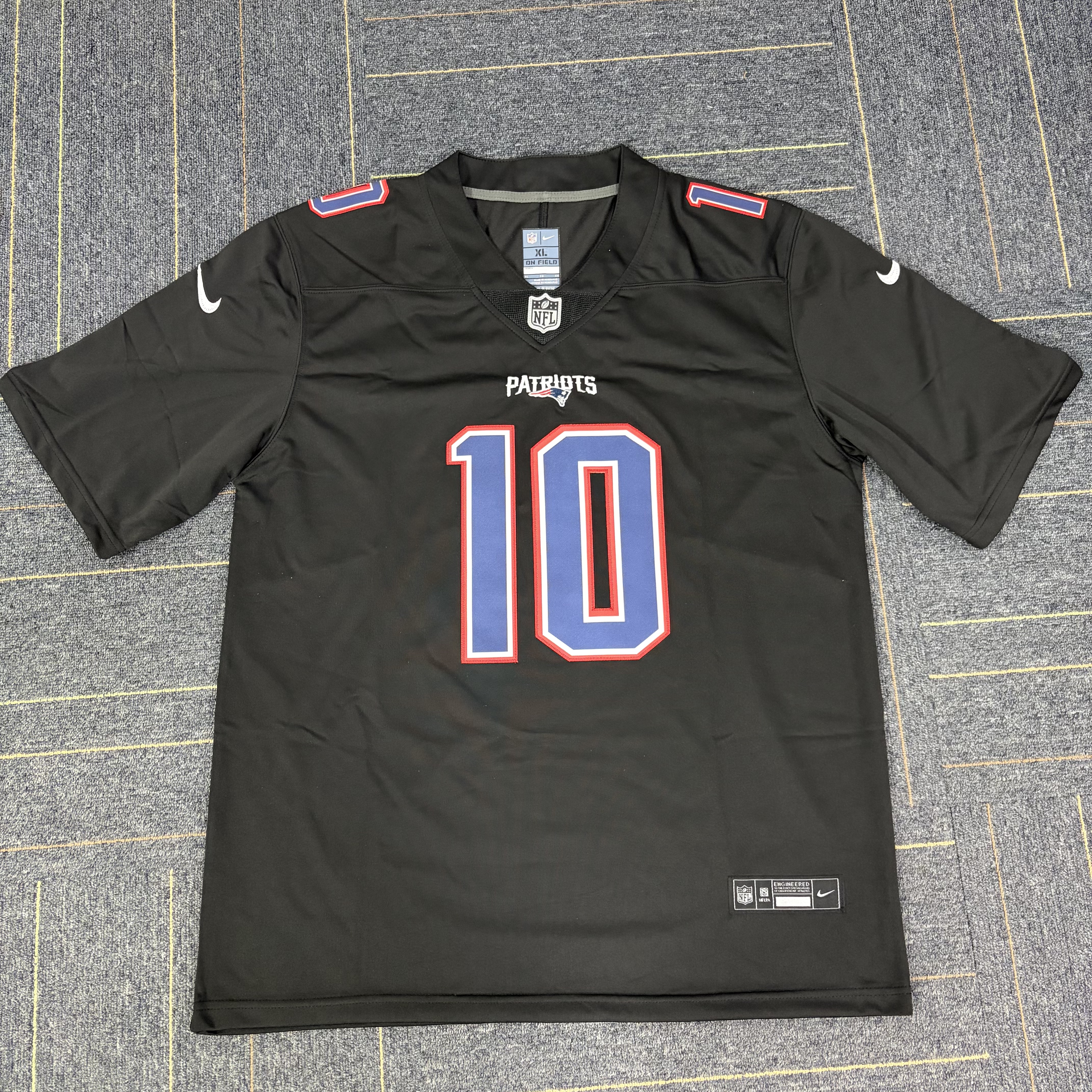 Men's New England Patriots Drake Maye Nike Carbon Black Fashion Game Jersey