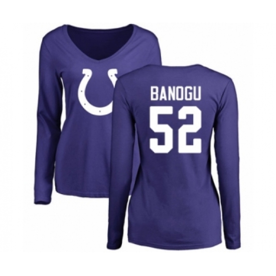 Football Women's Indianapolis Colts #52 Ben Banogu Royal Blue Name & Number Logo Long Sleeve T-Shirt