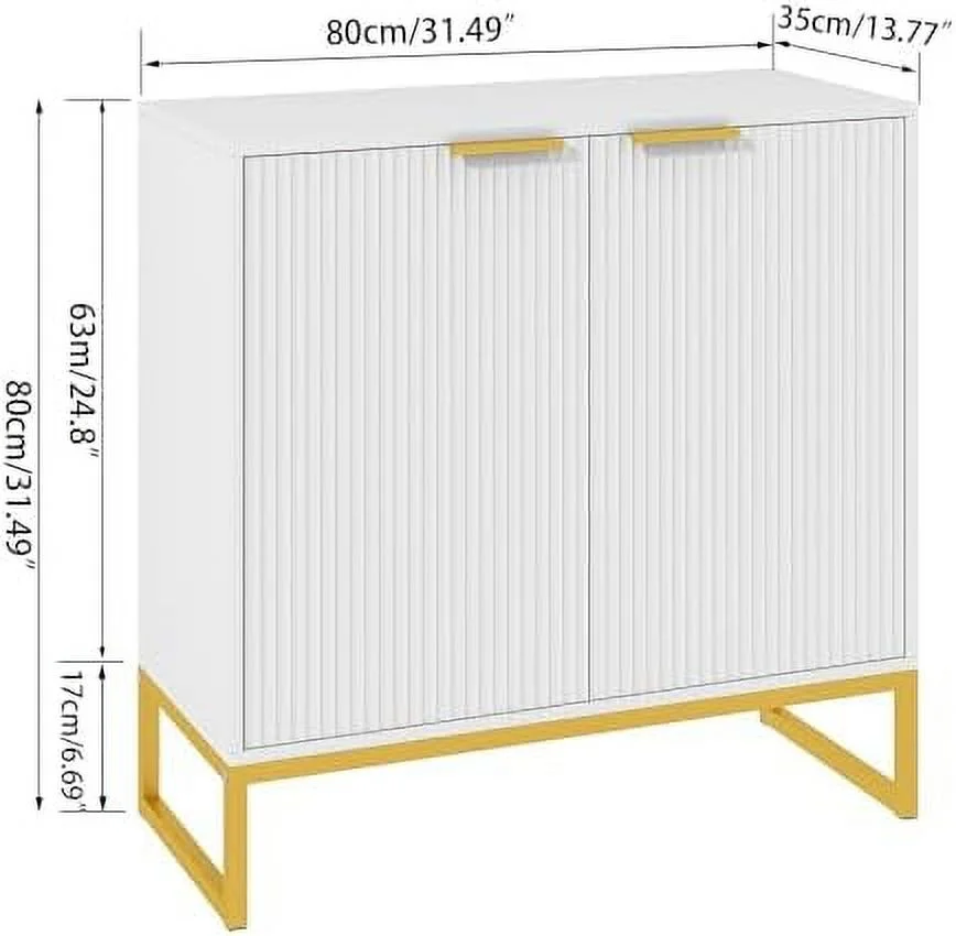 xrboomlife Fluted Accent Cabinet  Kitchen Sideboard Buffet Cabinet with 4 Fluted Doors  Modern  Cabinet with Adjustable Shelves for Living Room  Dining Room  Hallway - Curated Treasures Market