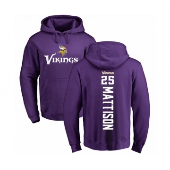 Football Minnesota Vikings #25 Alexander Mattison Purple Backer Pullover Hoodie