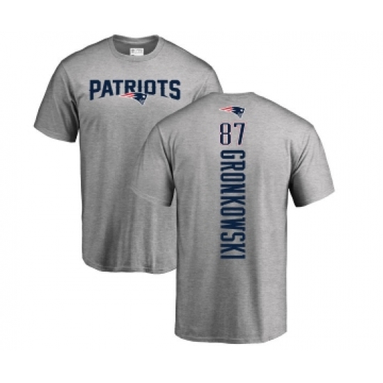 Football New England Patriots #87 Rob Gronkowski Ash Backer T-Shirt