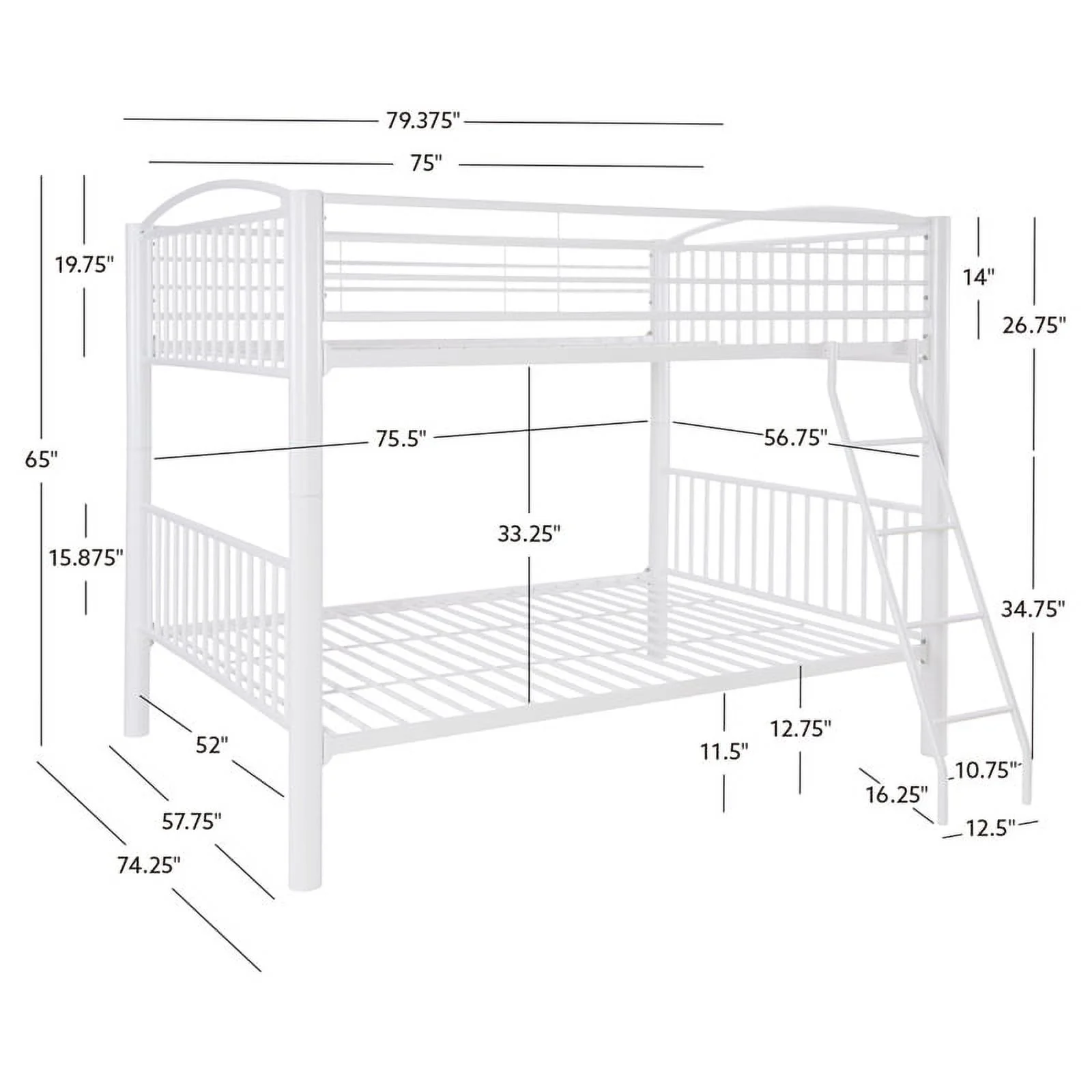 Bowery Hill Modern / Contemporary Full Full Bunk Bed in White