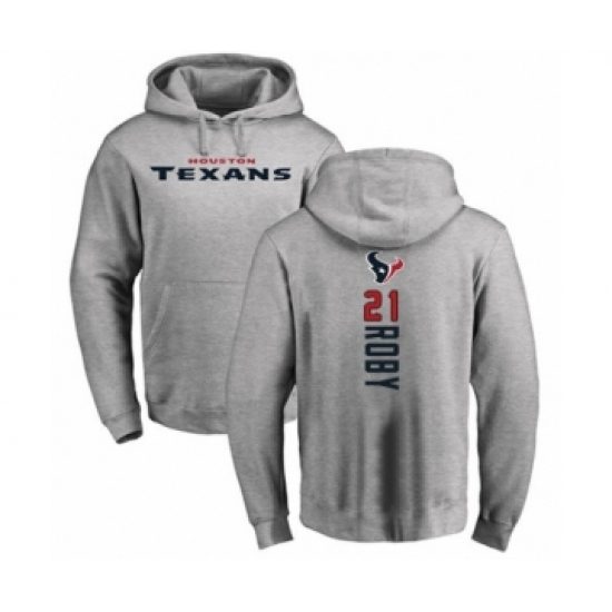 Football Houston Texans #21 Bradley Roby Ash Backer Pullover Hoodie