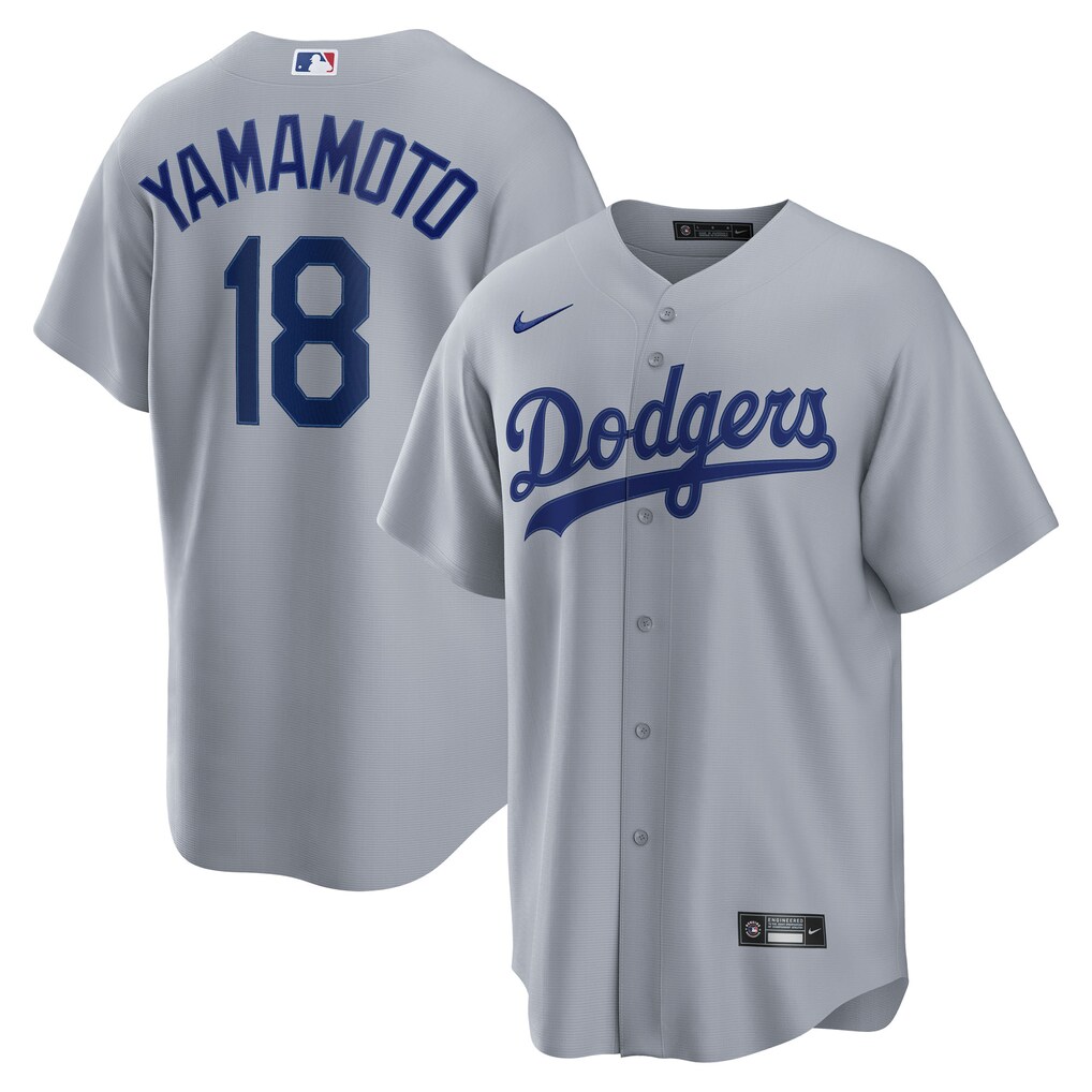 Men's Los Angeles Dodgers Yoshinobu Yamamoto Nike Gray Road Replica Jersey