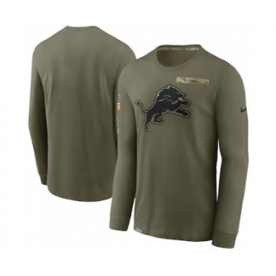 Men's Detroit Lions Football Olive 2021 Salute To Service Performance Long Sleeve T-Shirt