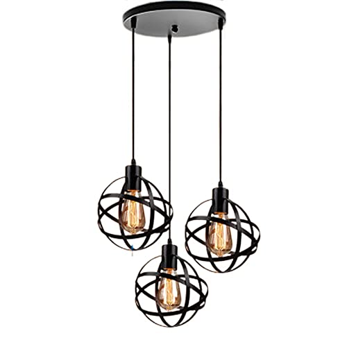 SAeWare Ceiling Chandelier Lamp, Industry 3 Lamp Chandelier Pendant Lighting Fixture Modern Simplicity V-intage Lampshade E27 Single Head Hanging Light Home Kitchen Fixed Lighting Device