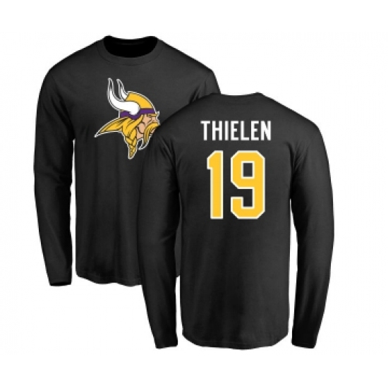 Football Minnesota Vikings #19 Adam Thielen Black Name & Number Logo Long Sleeve T-Shirt