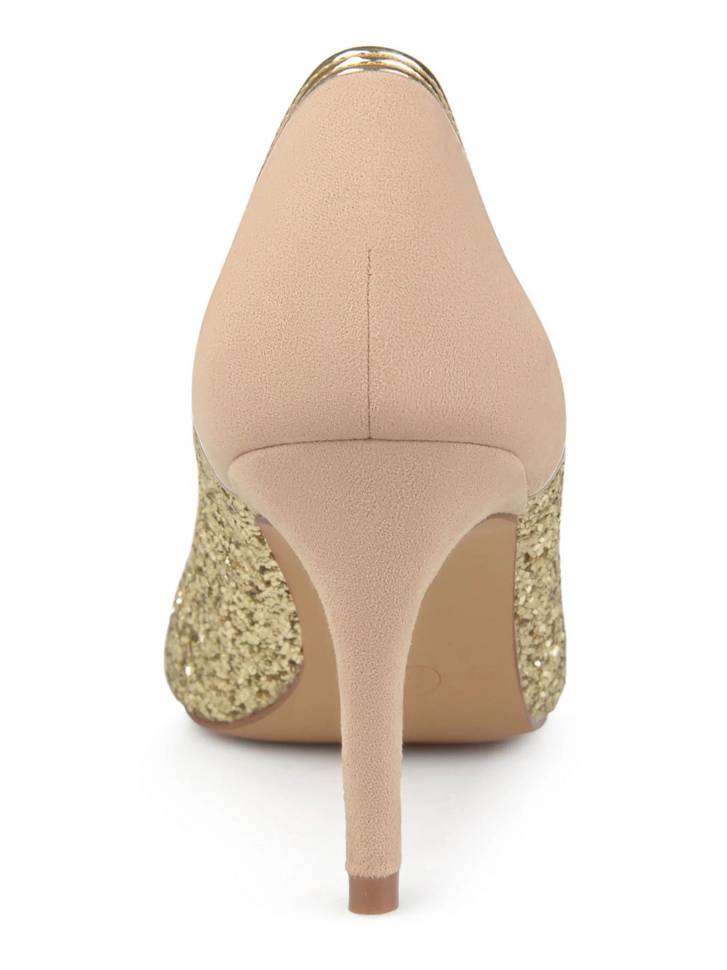 JOURNEE COLLECTION Womens Gold Mesh Glitter Padded Kalani Pointed Toe Stiletto Slip On Pumps Shoes 8.5 - Curated Treasures Market