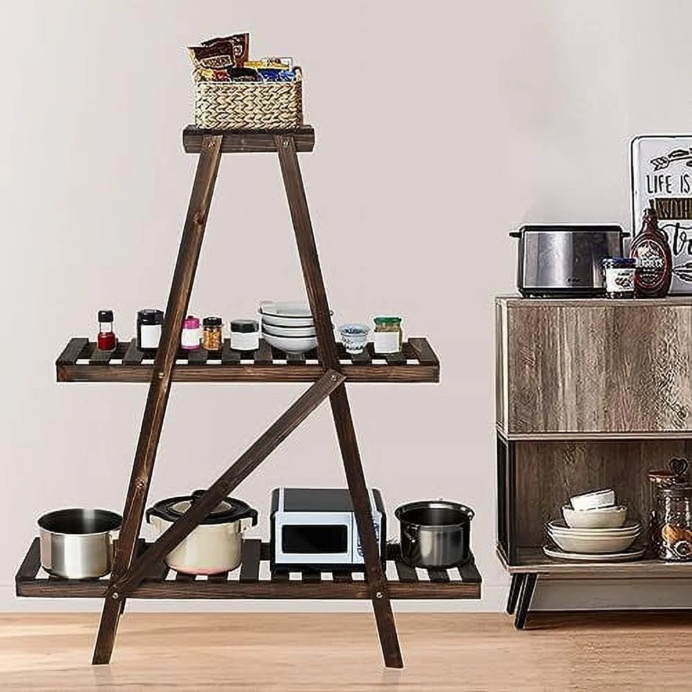 ZFGSUIJN TAG 3 Tier Ladder   Wood -Shaped Bookshelves Ladder Bookcase Decorative Leaning Ladder   Plant Display   Rack  Room  Home  Office  Kitchen  Bedroom  Balcony - Curated Treasures Market