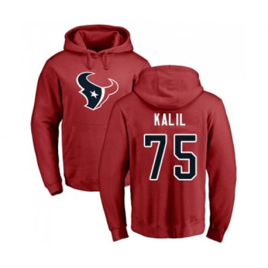 Football Houston Texans #75 Matt Kalil Red Name & Number Logo Pullover Hoodie