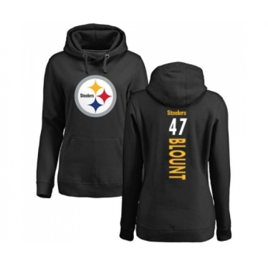 Football Women's Pittsburgh Steelers #47 Mel Blount Black Backer Pullover Hoodie