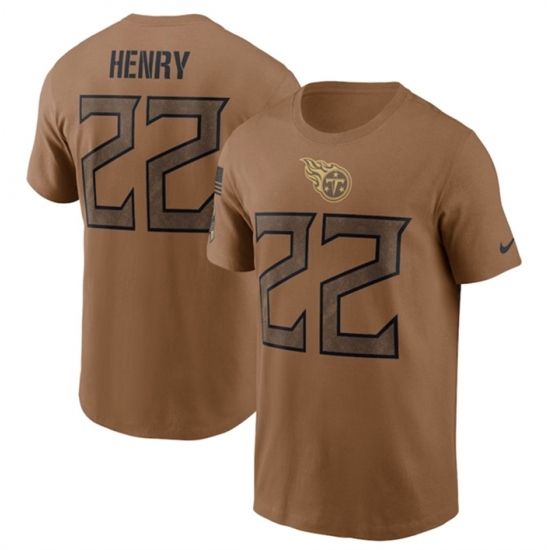 Men's Tennessee Titans #22 Derrick Henry 2023 Brown Salute To Service T Shirt