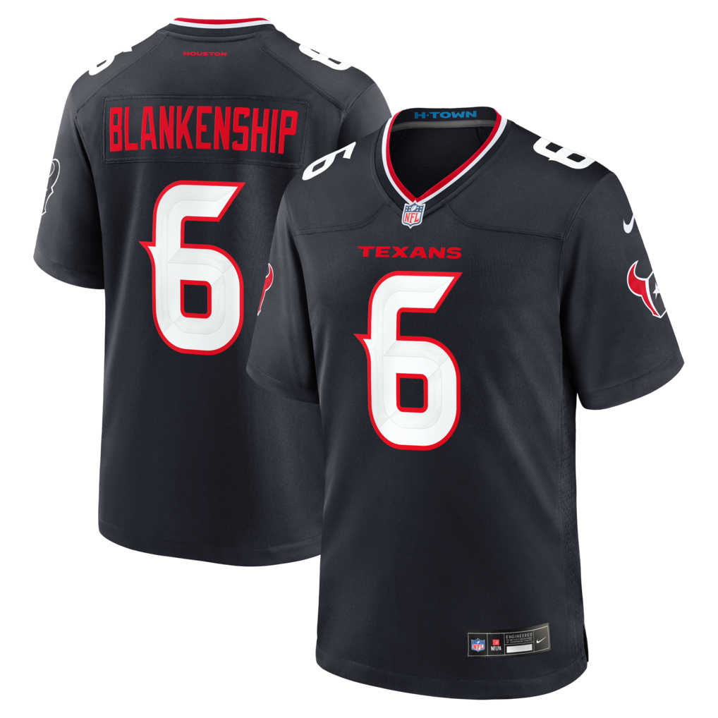 Men's Houston Texans Reed Blankenship Nike Navy Team Game Jersey