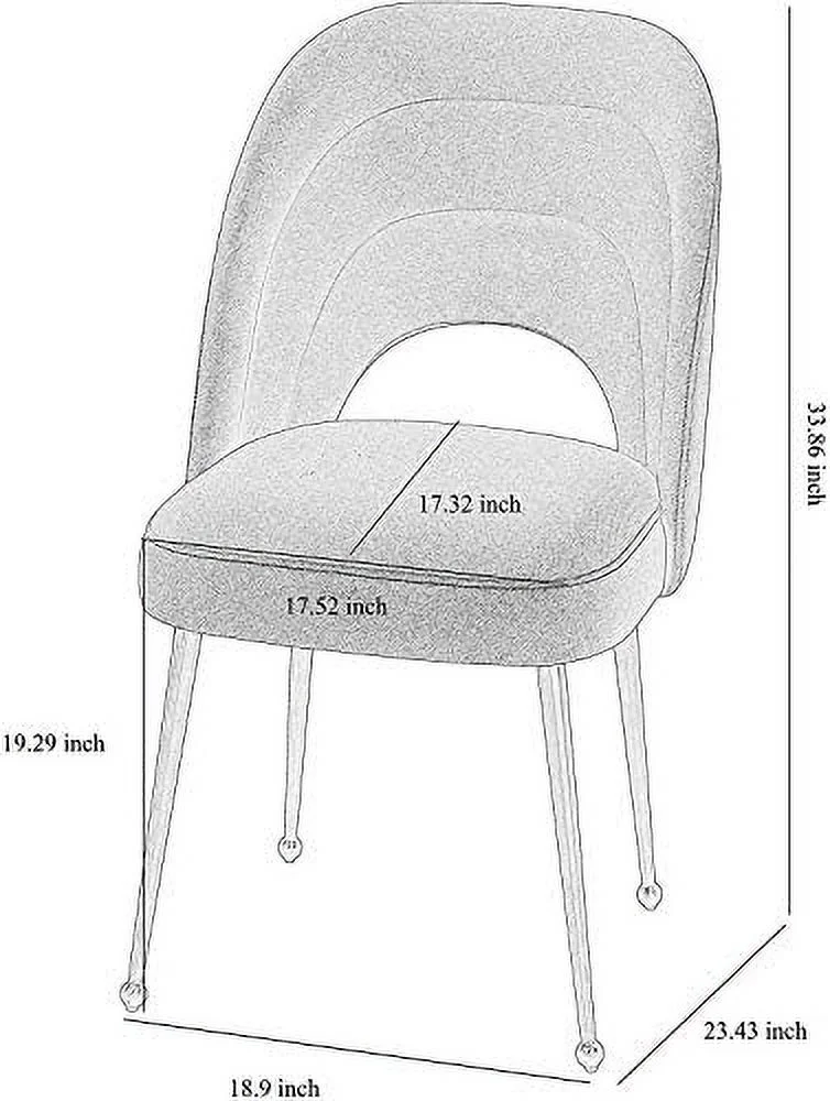 TJUNBOLIFE Sia Dining Chair Modern Beige Side Chair Easy Clean Velvet Upholstered Dining Chair with Brushed Gold Leg - Curated Treasures Market