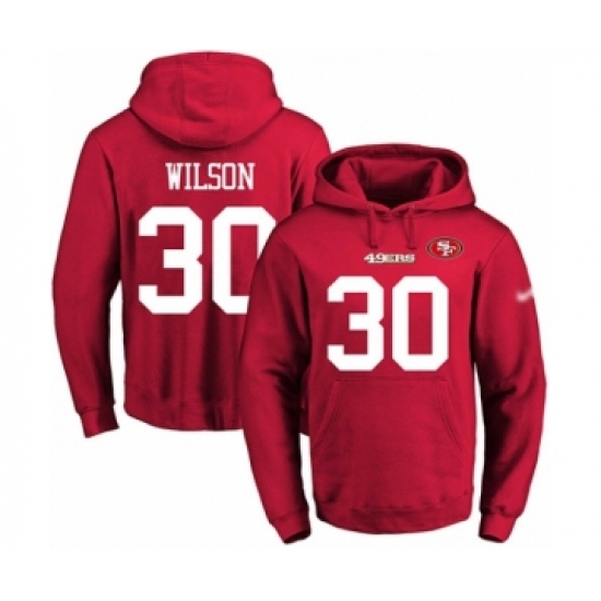 Football Men's San Francisco 49ers #30 Jeff Wilson Red Name & Number Pullover Hoodie