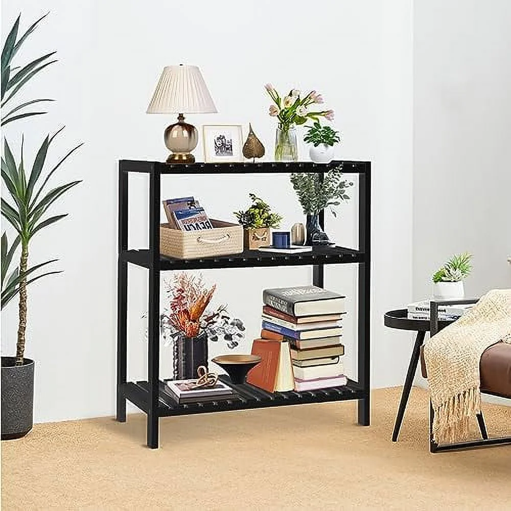 MQLIFEBOOM Ladder   4-Tier Wooden Plant Shelves  Rustic Flower Display Rack  Freestanding  Rack  Indoor Flowerpot Stand Ladder Bookshelf  Room  Office  Bedroom  Balcony (Brown) - Curated Treasures Market