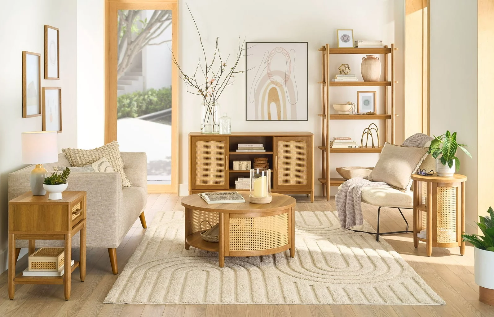 Better Homes & Gardens Springwood Caning Desk, Light Honey Finish - Curated Treasures Market