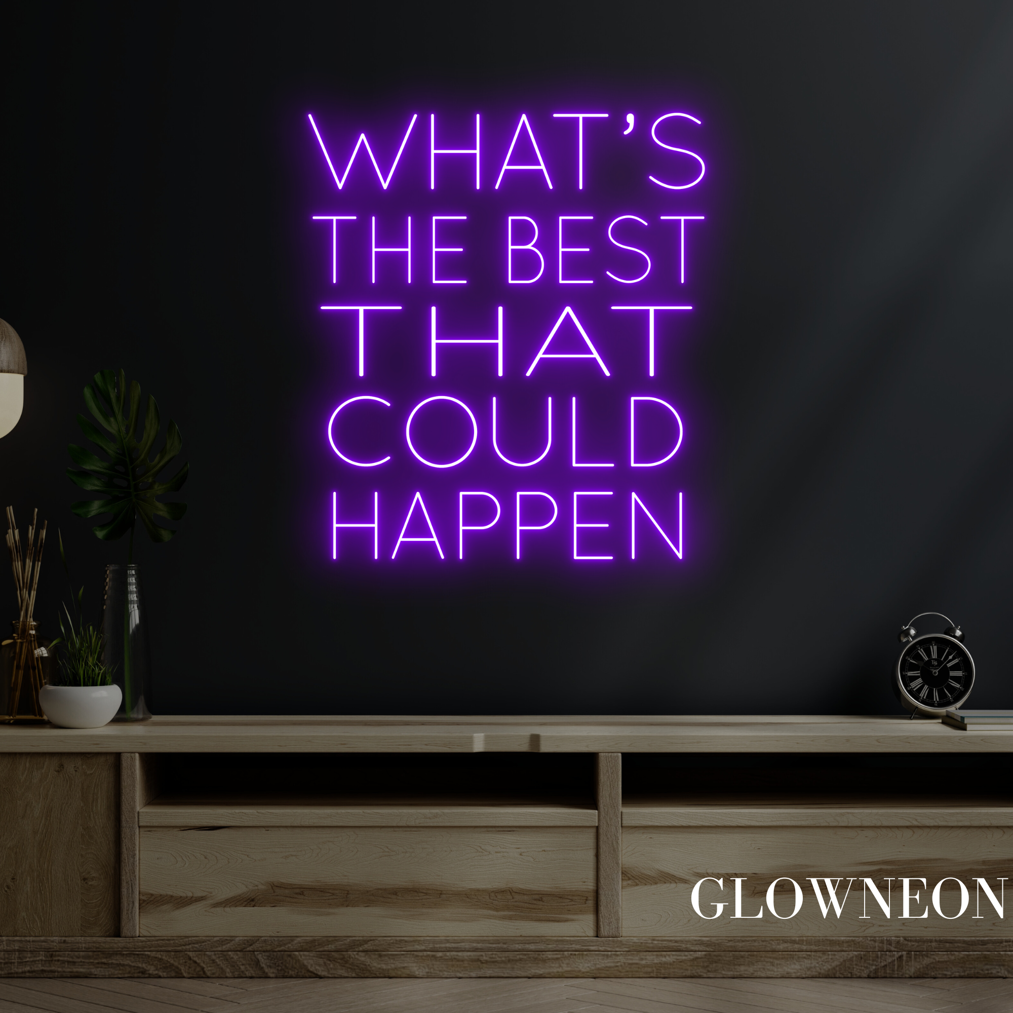 Glowneon What's The Best That Could Happen Neon Sign, Quote Led Sign - Curated Treasures Market