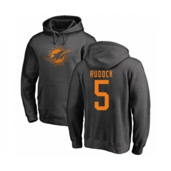 Football Miami Dolphins #5 Jake Rudock Ash One Color Pullover Hoodie