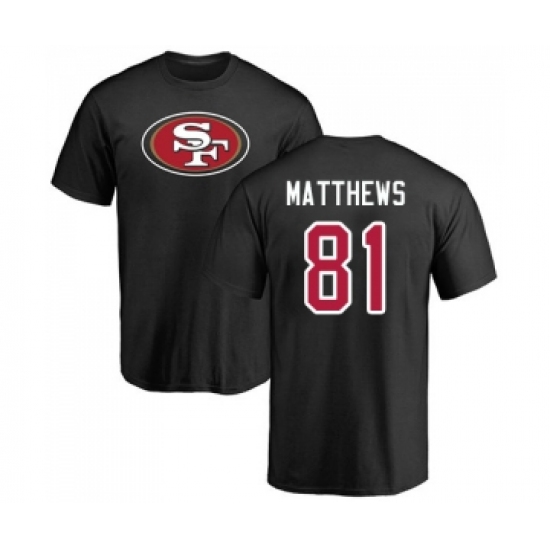 Football San Francisco 49ers #81 Jordan Matthews Black Name & Number Logo T-Shirt