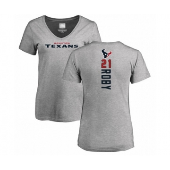 Football Women's Houston Texans #21 Bradley Roby Ash Backer T-Shirt