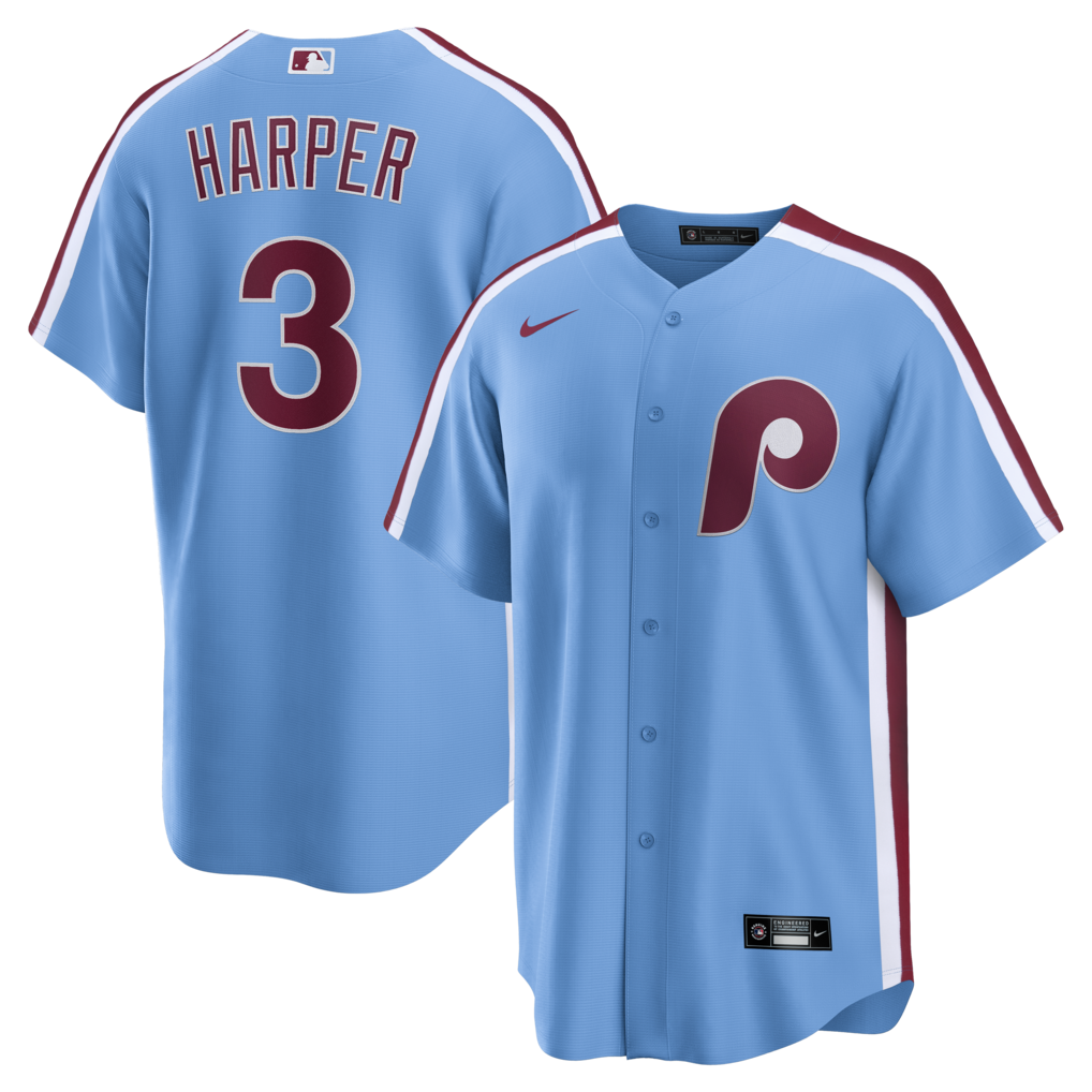 Men's Philadelphia Phillies Bryce Harper Nike Light Blue Alternate Replica Jersey