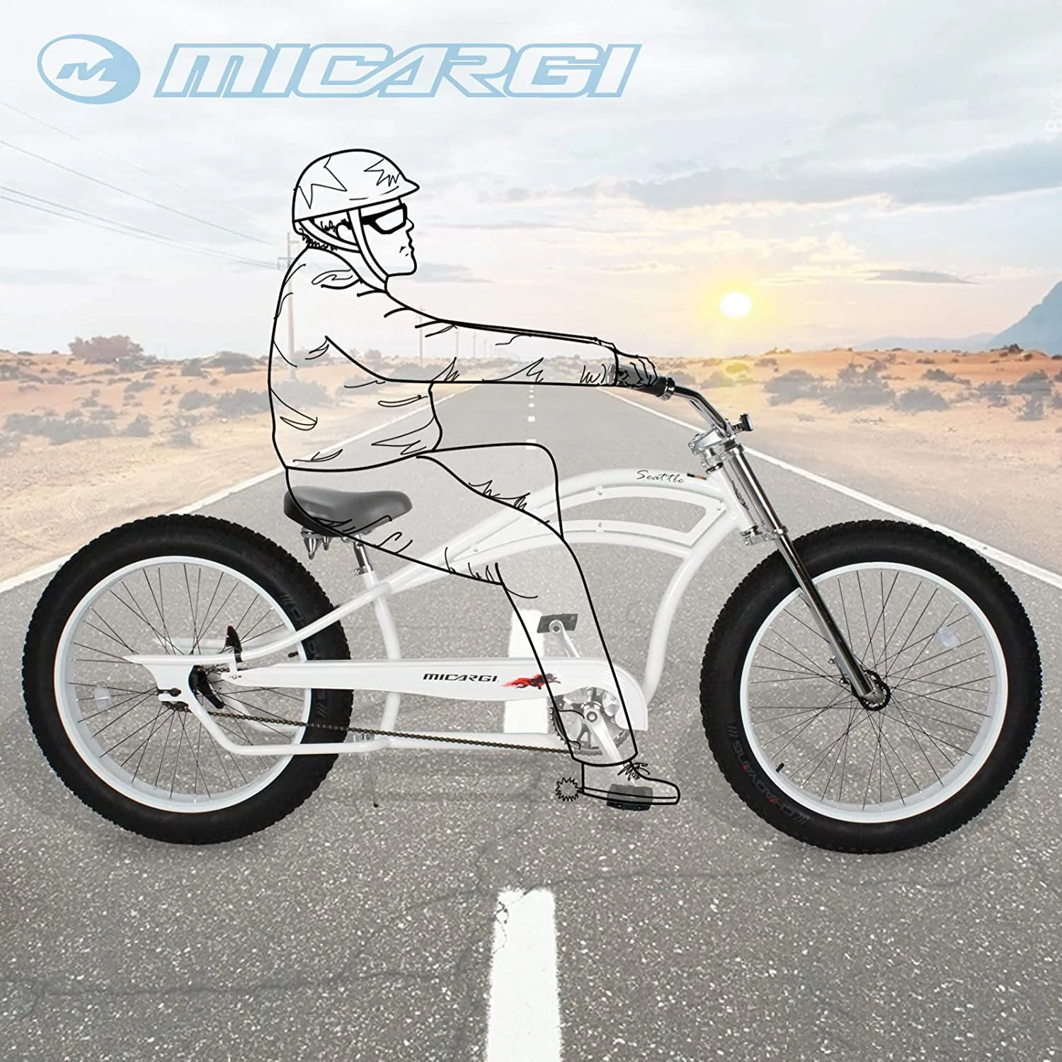 MICARGI 26 Retro Beach Cruiser Bike Single Speed Fat Tire Bicycle Seattle