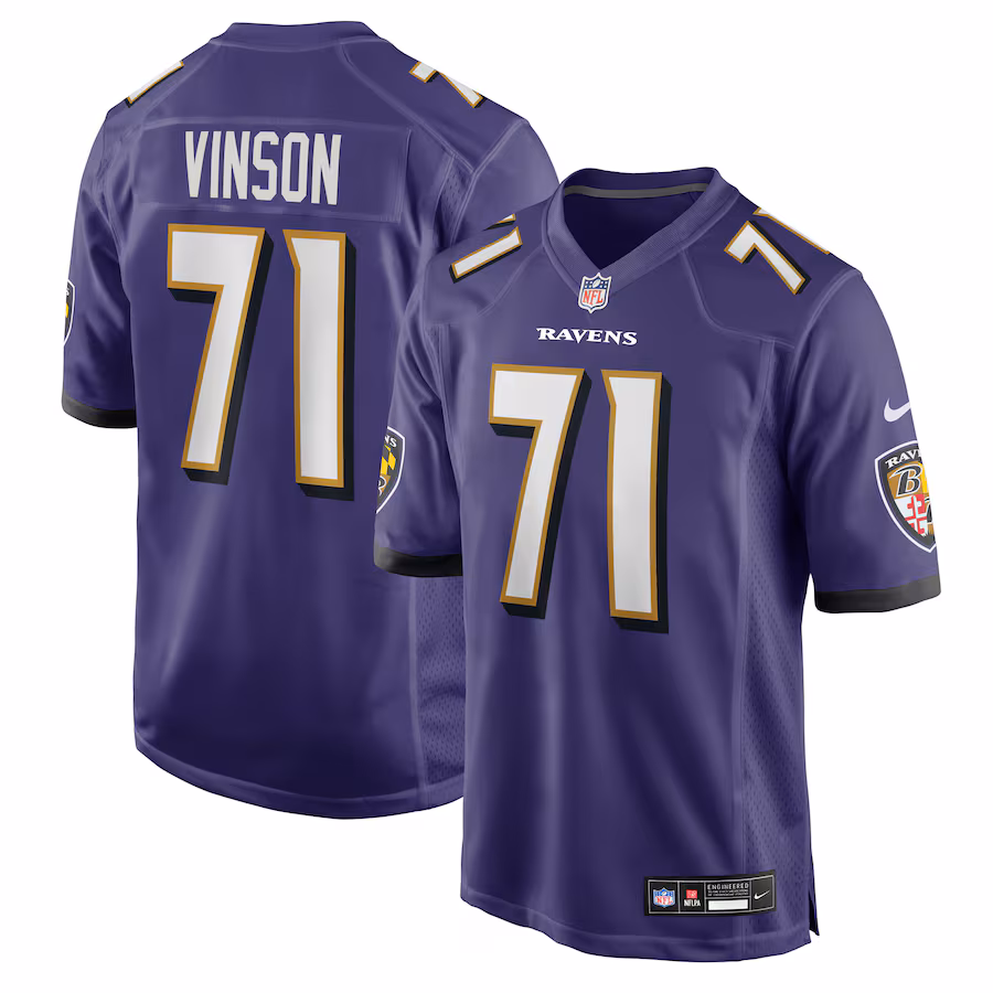 Men's Baltimore Ravens Carson Vinson Nike Purple Team Game Jersey