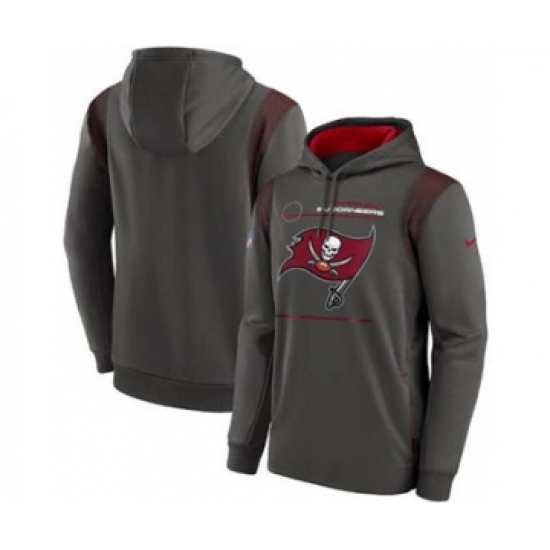 Men's Tampa Bay Buccaneers 2021 Pewter Sideline Logo Performance Pullover Hoodie