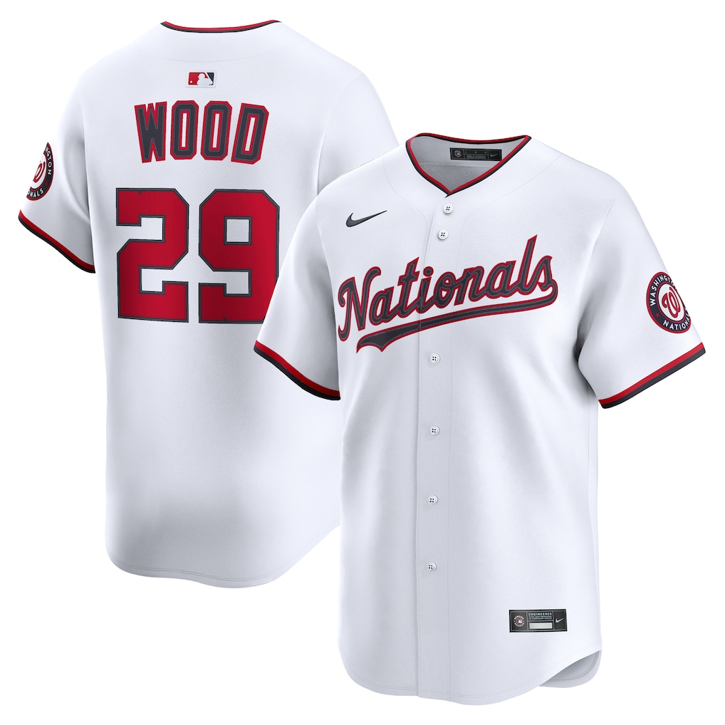 Men's Washington Nationals James Wood Nike White Home Limited Player Jersey