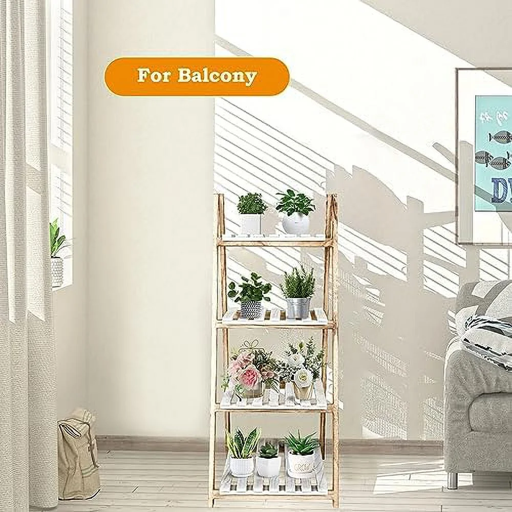 GVJMTKP TAG 3 Tier Ladder   Wood -Shaped Bookshelves Ladder Bookcase Decorative Leaning Ladder   Plant Display   Rack  Room  Home  Office  Kitchen  Bedroom  Balcony - Curated Treasures Market