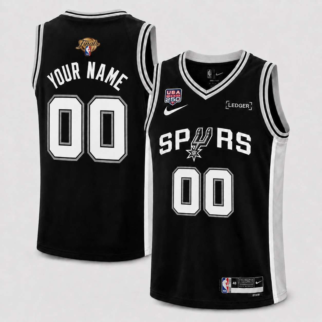Men's San Antonio Spurs Fanatics Black Fast Break Custom Replica Jersey - Icon Edition