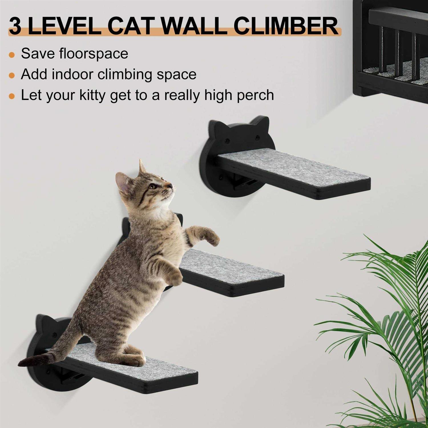 Cat Wall Shelves, Corner Cat Shelves and Perches for Wall Cat Wall Furniture Cat Shelf with 3 Steps