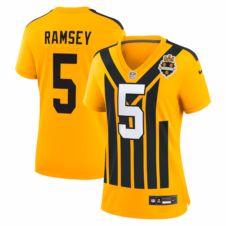 Women's Pittsburgh Steelers Jalen Ramsey Nike Gold Alternate 1933 Throwback Game Jersey