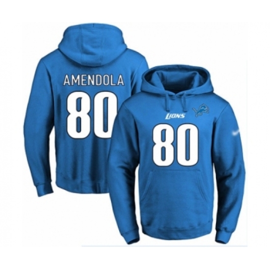 Football Men's Detroit Lions #80 Danny Amendola Blue Name & Number Pullover Hoodie