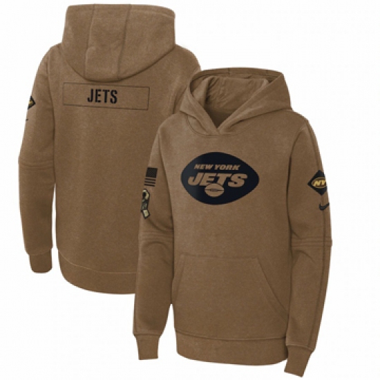 Youth New York Jets Nike Brown 2023 Salute to Service Club Fleece Pullover Hoodie