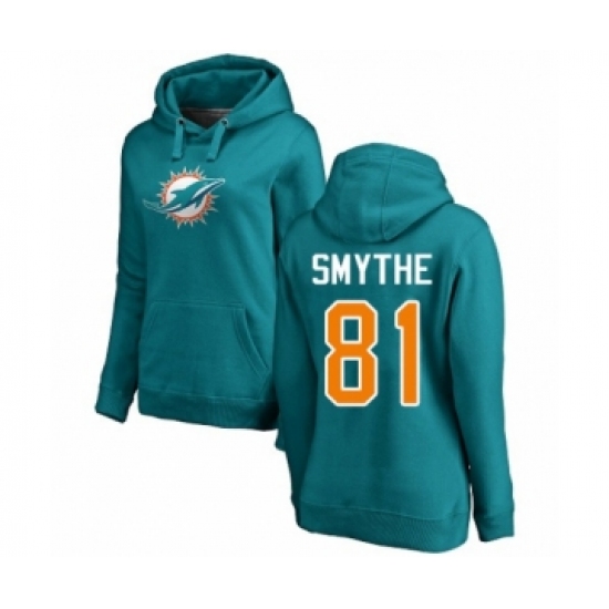 Football Miami Dolphins #81 Durham Smythe Aqua Green Backer Pullover Hoodie