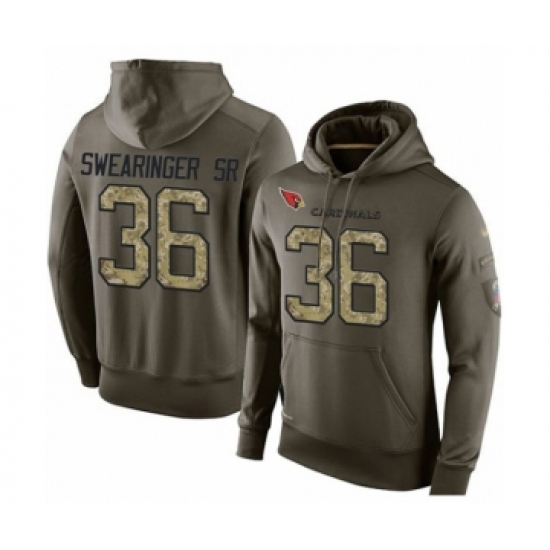 Football Arizona Cardinals #36 D.J. Swearinger SR Green Salute To Service Men's Pullover Hoodie