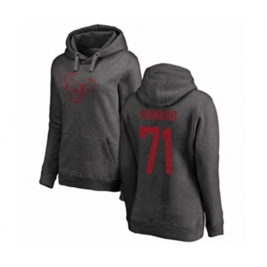 Football Women's Houston Texans #71 Tytus Howard Ash One Color Pullover Hoodie