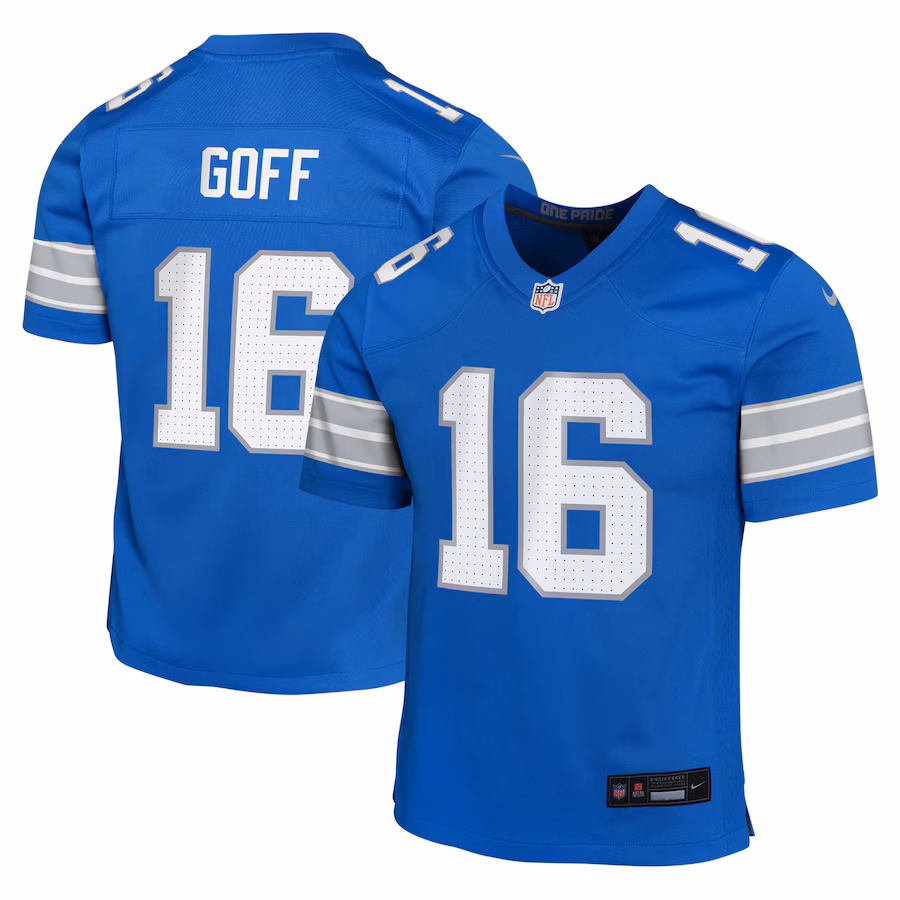 Youth Detroit Lions Jared Goff Nike Blue Game Jersey