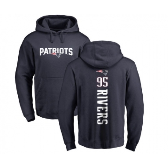Football New England Patriots #95 Derek Rivers Navy Blue Backer Pullover Hoodie