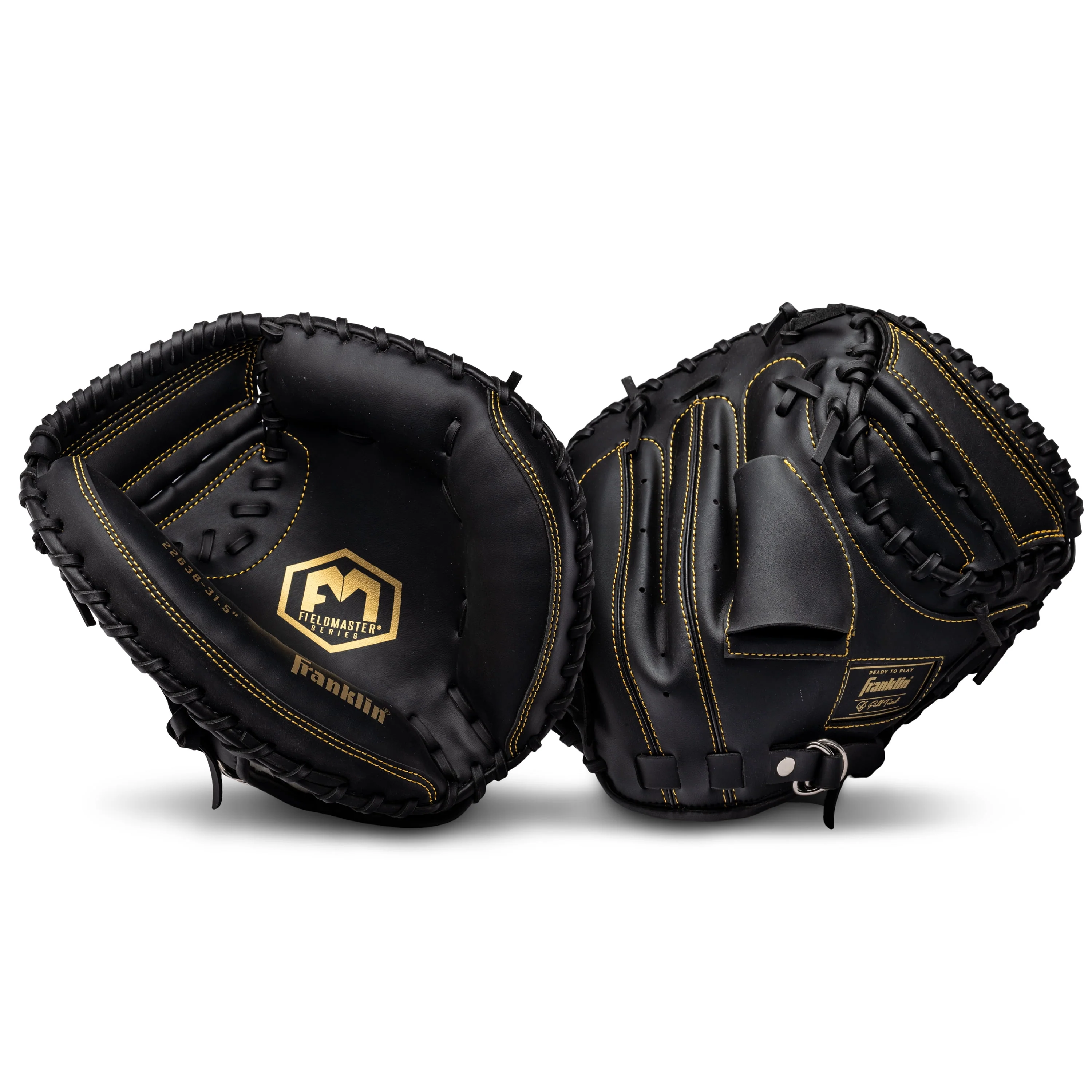 Franklin Sports Baseball Catcher's Mitt - Field Master Youth Baseball + Softball Glove - Kids Righty Catcher Mitt - Right Hand Throw - 31.5 Half-Moon Web