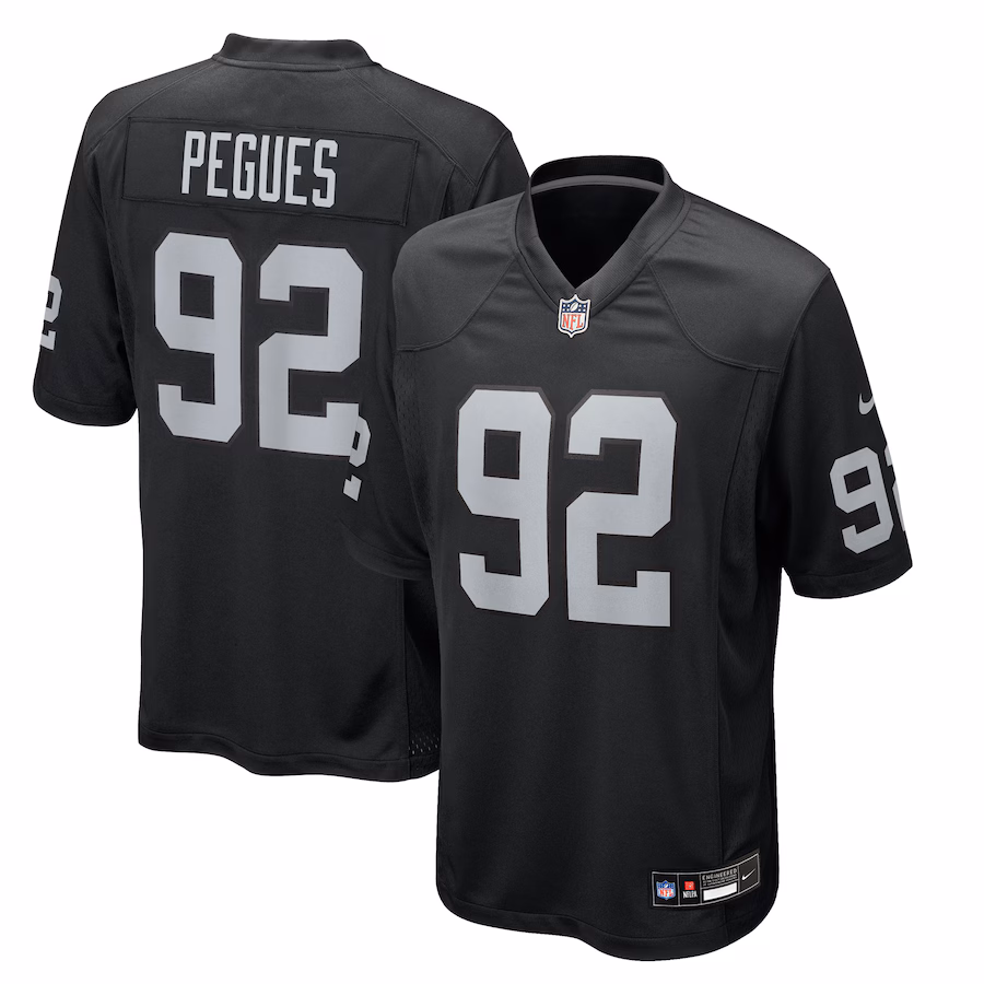 Men's Las Vegas Raiders JJ Pegues Nike Black Team Game Jersey