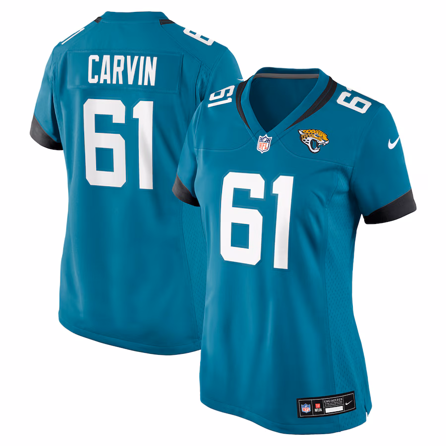 Women's Jacksonville Jaguars Jerome Carvin Nike Teal Team Game Jersey