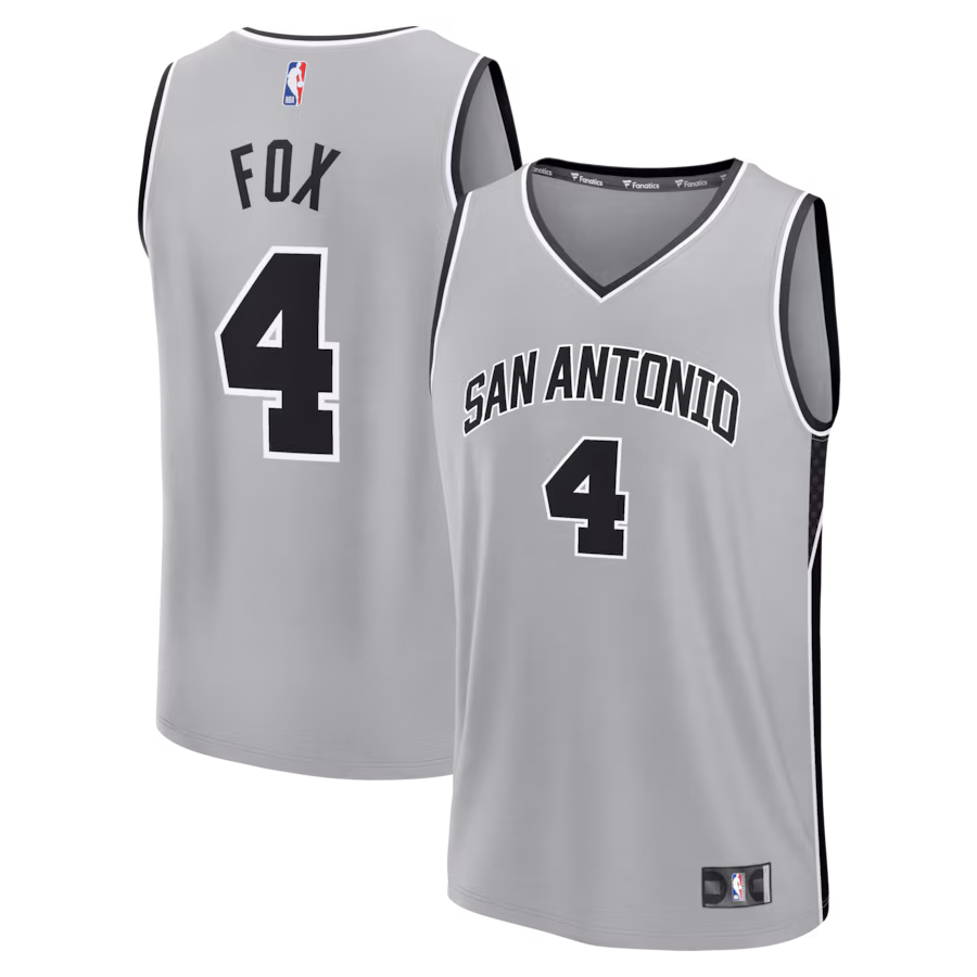 Men's San Antonio Spurs De'Aaron Fox Fanatics Silver Fast Break Jersey - Statement Edition